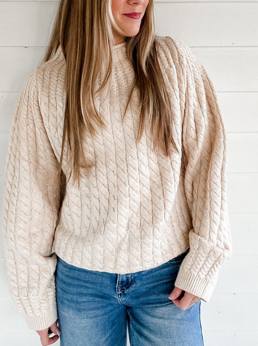 Dia Cable Knit Sweater - Oatmeal