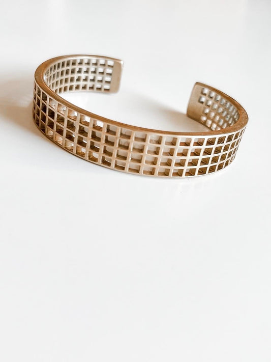 Mimosa Handcrafted 4-Row Grid Cuff Bracelet